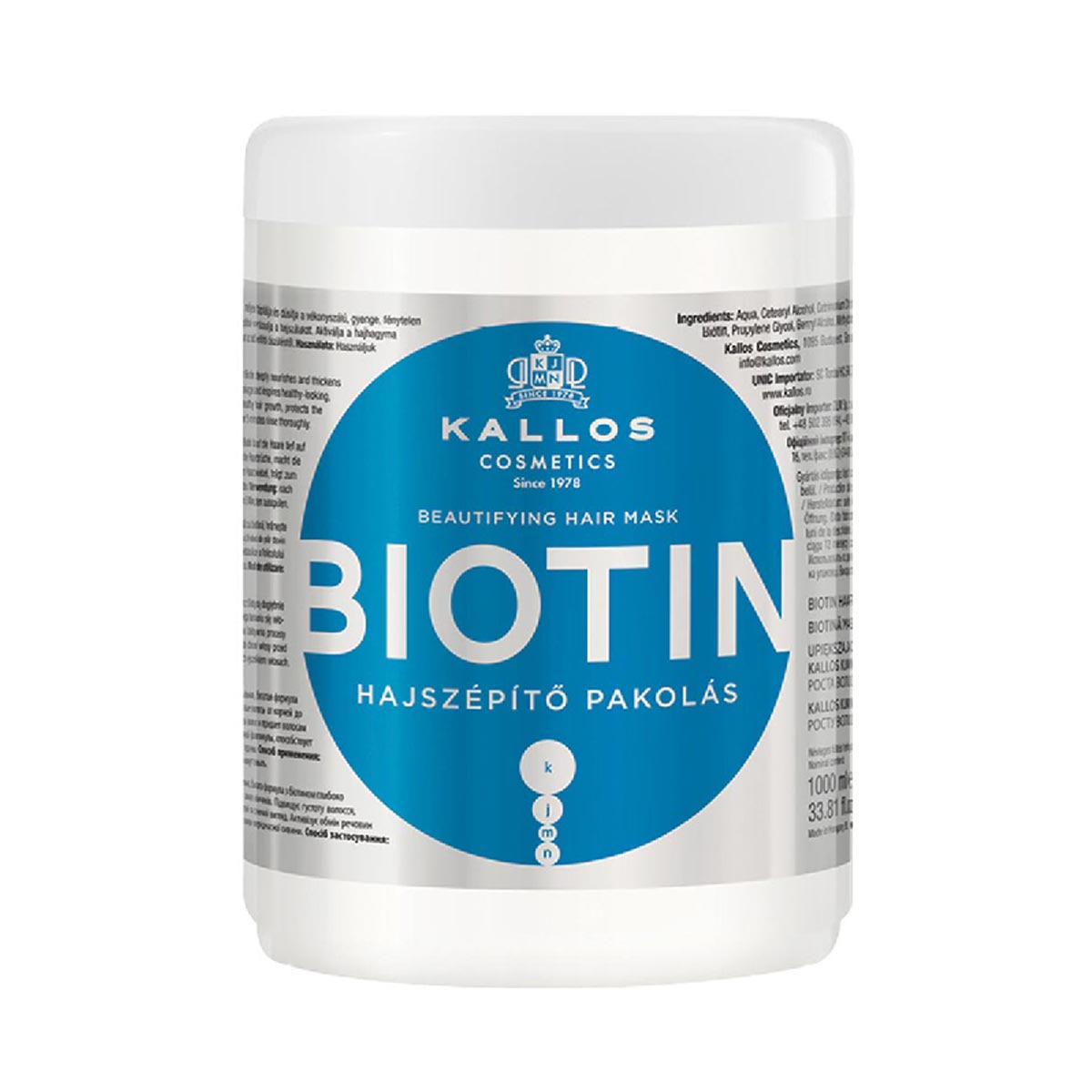 Kallos  vlasová maska - BIOTIN 1000 ml